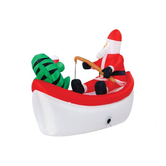 A Holiday Company 8ft. Inflatable Fishing Santa in Boat